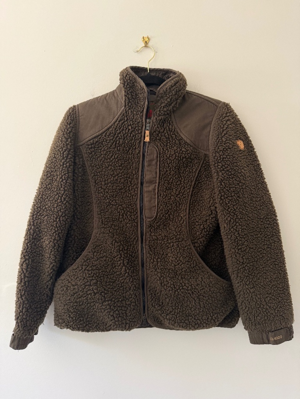 Fjallraven Brown 'Rabbit Foot' G-1000 Jacket Sherpa Double Zip Front Hiking